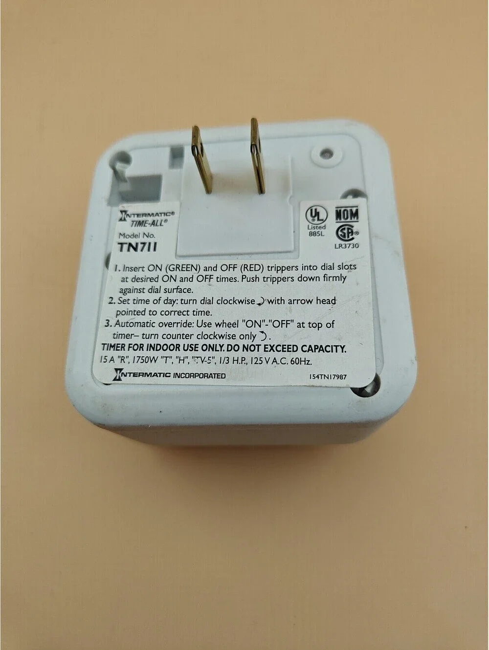 Intermatic TN711 Heavy Duty Mechanical Outlet Timer Tested Working